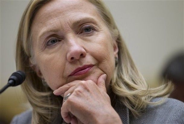 close-up of Secretary of State Hillary Clinton looking thoughtful