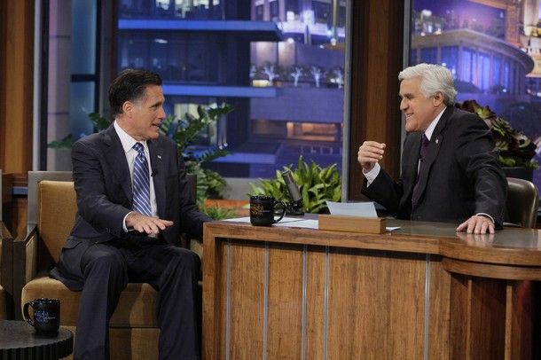 Mitt Romney on the set of The Tonight Show with Jay Leno