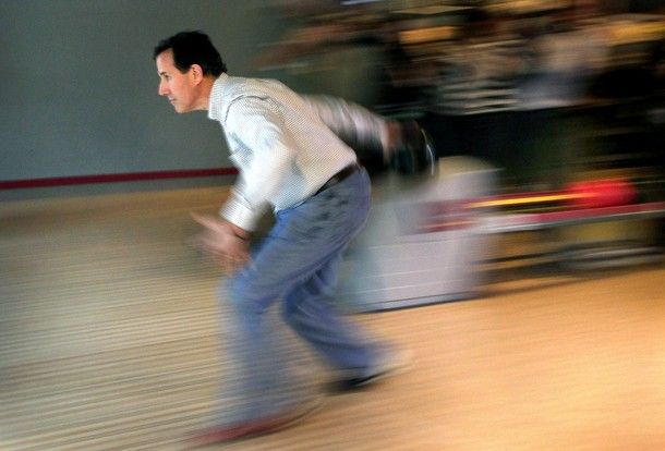 image of Rick Santorum bowling