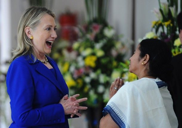 Secretary of State Hillary Clinton with India's West Bengal state Chief Minister Mamata Banerjee