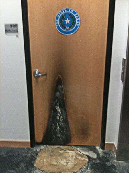 image of burned door