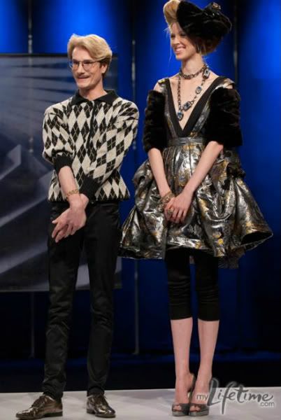 designer Austin Scarlett and his model on the runway