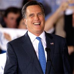 image of Mitt Romney laughing at a campaign event