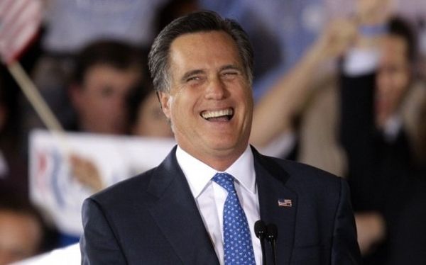 image of Mitt Romney laughing at a campaign event