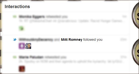 screen cap showing Mitt Romney following me on Twitter