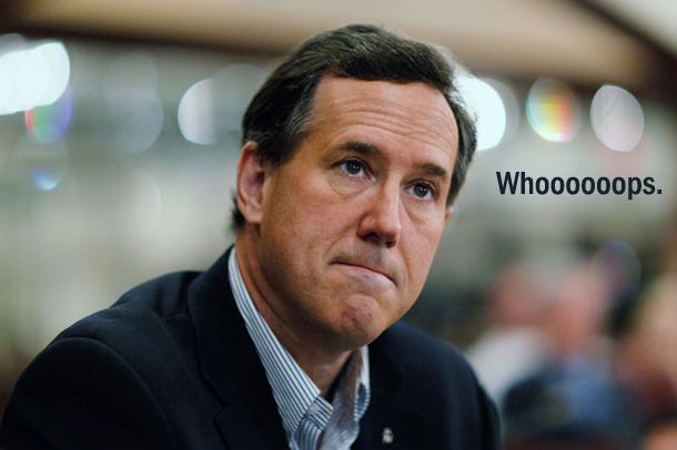image of Rick Santorum looking concerned and saying 'Whooooops.'