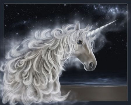 image of a unicorn with a long, flowing, curly mane