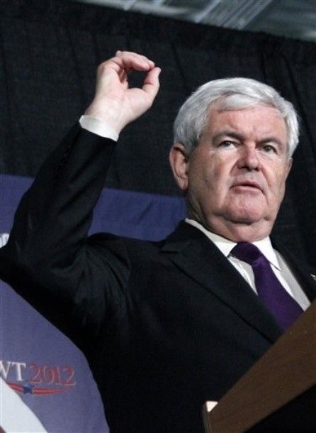 Newt Gingrich holds up his hand in a 'zero' gesture