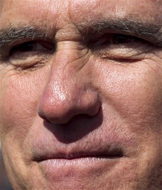 extreme close-up of Mitt Romney's face