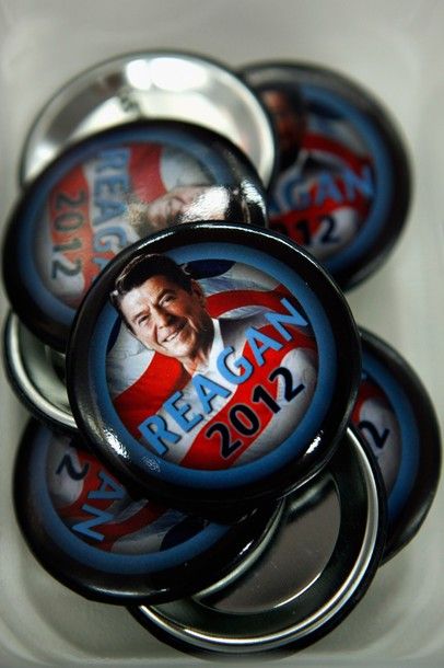 image of buttons featuring Ronald Reagan's face and reading 'Reagan 2012'