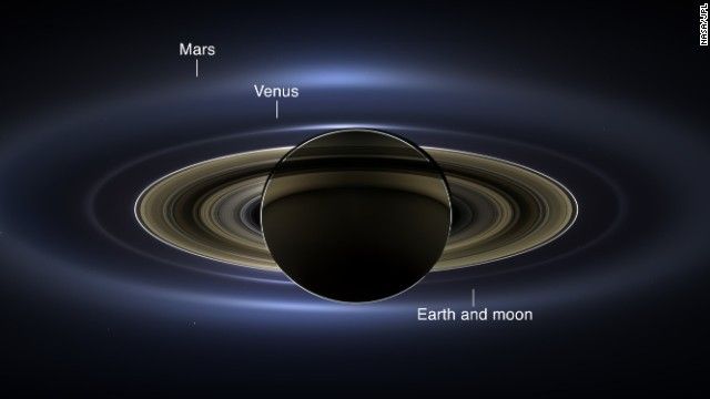 image of Saturn and its rings during a solar eclipse