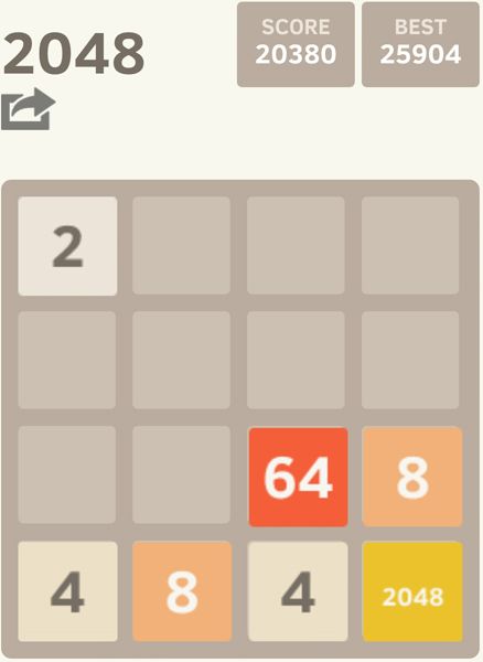 screen capture showing I finally reached 2048 on the game '2048'