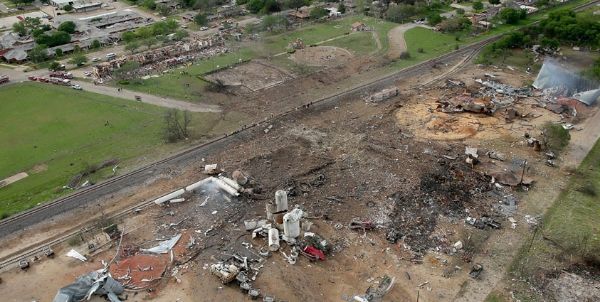 image of the damage left behind by a massive explosion at the West Fertilizer Company