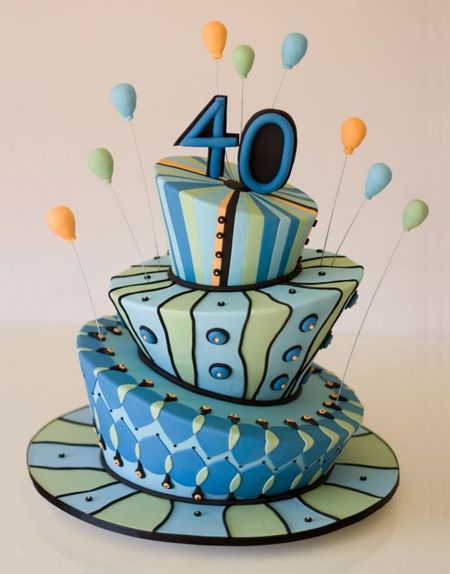 image of a layered 40th birthday cake