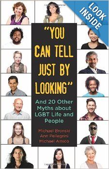 image of a book cover featuring images of queer people titled: 'You Can Tell Just by Looking' and 20 Other Myths about LGBT Life and People