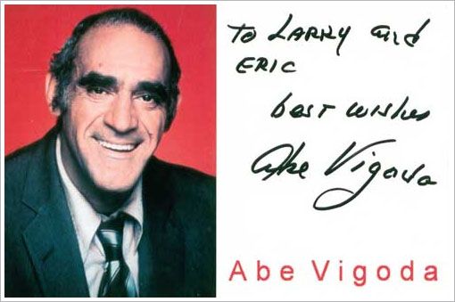 autographed picture of actor Abe Vigoda addressed to Larry and Eric