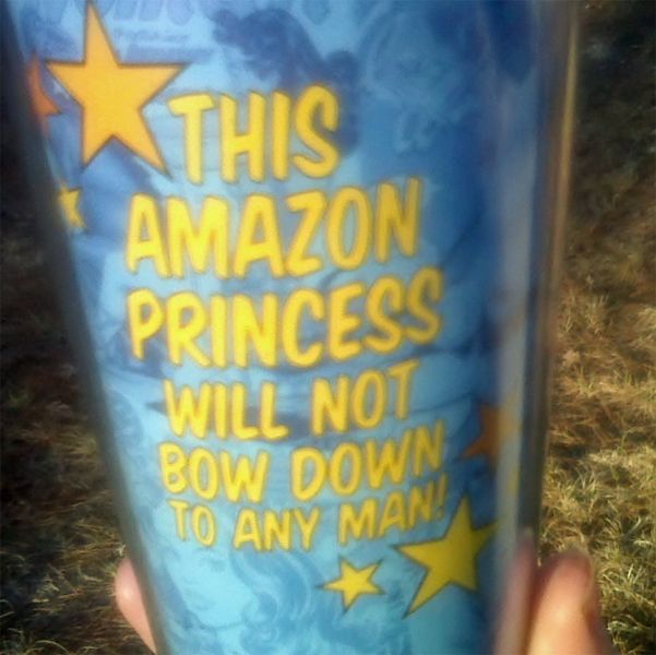 image of a mug reading: 'This Amazon Princess Will Not Bow Down to Any Man!'