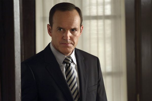 image of Agent Coulson standing in a doorway scowling, from the most recent episode of Agents of SHIELD