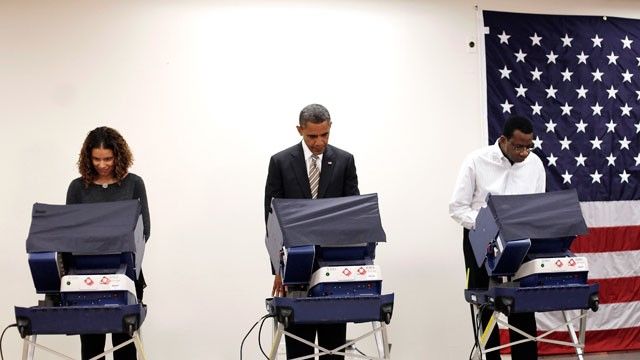 image of President Obama voting