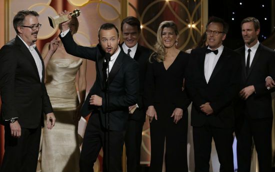 image of the cast of Breaking Bad winning the Golden Globe