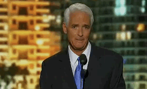 gif from Crist's speech showing his dramatic eyebrow action