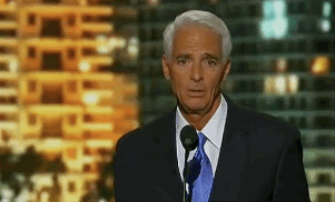 gif from Crist's speech showing his dramatic eyebrow action