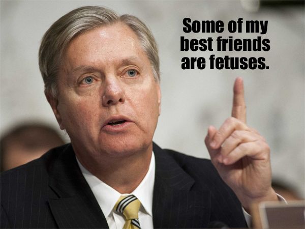 image of Senator Lindsey Graham, to which I've added text reading: 'Some of my best friends are fetuses.'