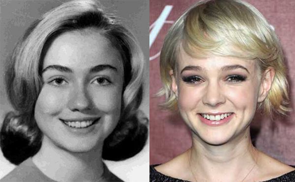 image of a young Hillary Rodham next to an image of actress Carey Mulligan