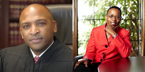 side-by-side images of Judge Darrin Gayles, a black man, and Judge Staci Yandle, a black woman