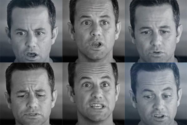 series of screen caps from the trailer of Kirk Cameron making confused expressions
