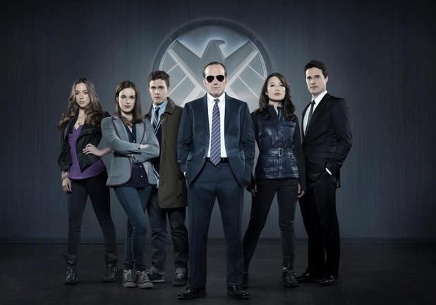 image of the cast of Agents of S.H.I.E.L.D.: Three thin white men, one thin white woman, two thin Asian woman