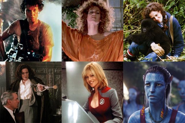 collage of images of Sigourney Weaver from various film roles