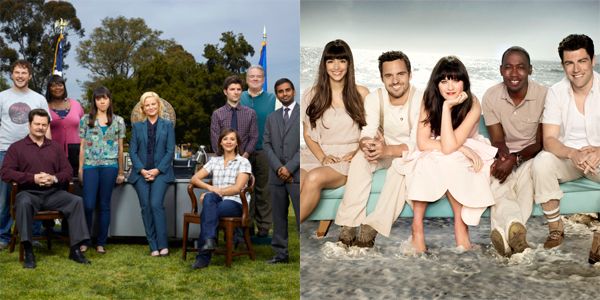 image of the casts of Parks & Rec and New Girl