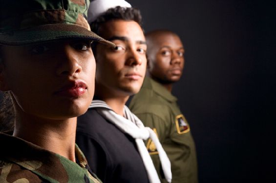 image of three US veterans: a Latina woman, a Latino man, and a black man