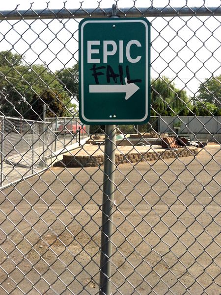 street sign reading 'Epic' under which someone has spray-painted 'fail'.