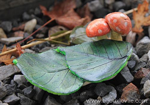 Woodland Leaf and Mushroom Soap Dish, Air Dry Clay