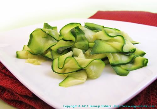 courgettes, green beans and pesto