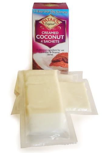 pataks creamed coconut,coconut milk