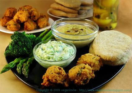 mezze,dhal chili cake,cucumber raita,canneli humous,preserved lemons,pita bread