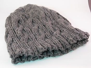 gray cabled hat