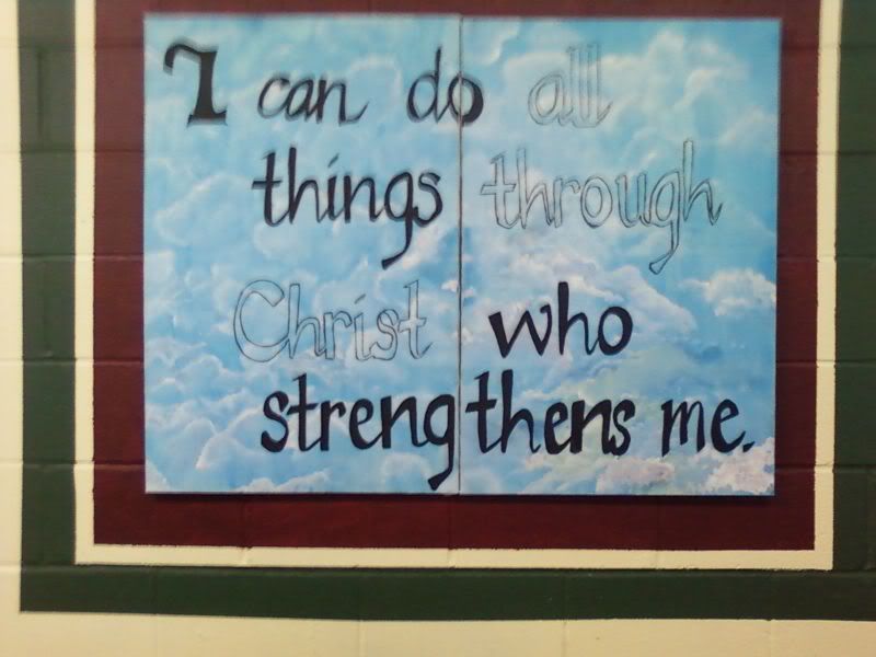 Bulletin board: I can do all things through Christ who gives me stregnth