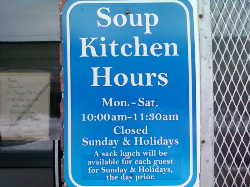 Soup Kitchen Hours sign