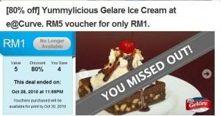 [80% off] Yummylicious Gelare Ice Cream at e@Curve. RM5 voucher for only RM1.