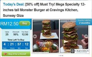 [50% off] Must Try! Mega Specialty 12-inches tall Monster Burger at Cravings Kitchen, Sunway Giza