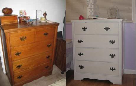 Girls' dresser, before/after