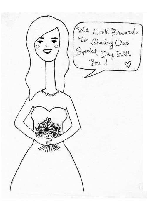  drawing of the bride will feature her in her actual wedding dress 