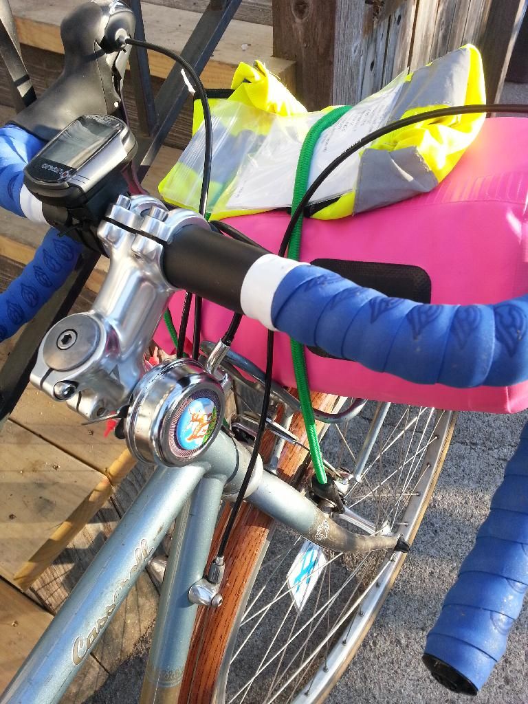 handle bars and front rack with gear loaded