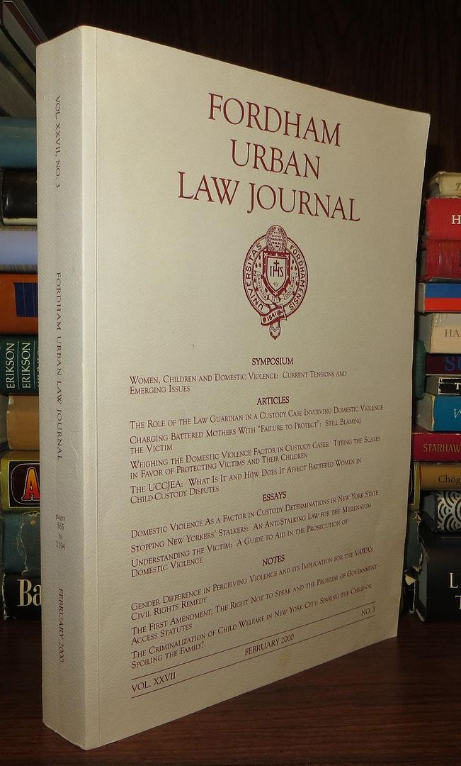 SCHUMACHER, ROBERT W. , II (ED) - Fordham Urban Law Journal February 2000, No. 3, Vol. XXVII