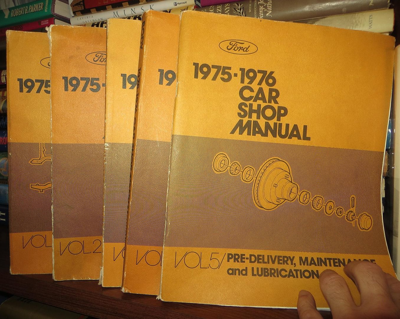 FORD MOTOR CO. - 1975-1976 Car Shop Manual Five Volume Set: Chassis, Engine, Electrical, Body & Pre-Delivery, Maintenance and Lubrication