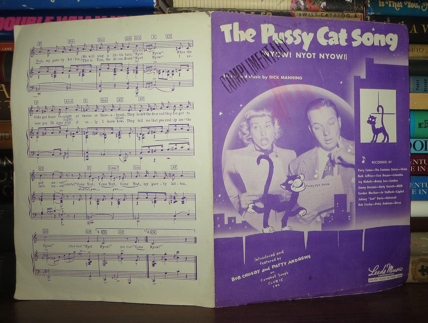 MANNING, DICK - The Pussy Cat Song Nyow Nyot Nyow